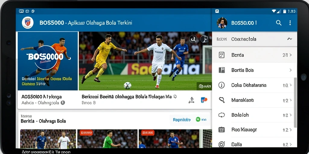 Antarmuka BOS5000 yang menampilkan berita olahraga bola terupdate.