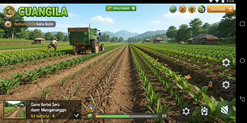 Screenshot utama CUANGILA yang menunjukkan aktivitas berkebun yang seru.
