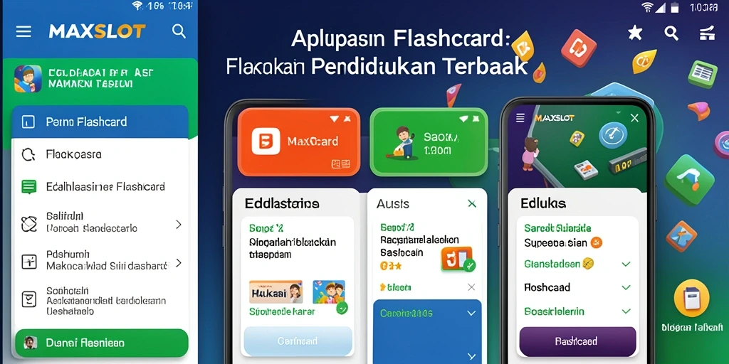 Antarmuka aplikasi MAXSLOT yang intuitif untuk belajar menggunakan flashcard.