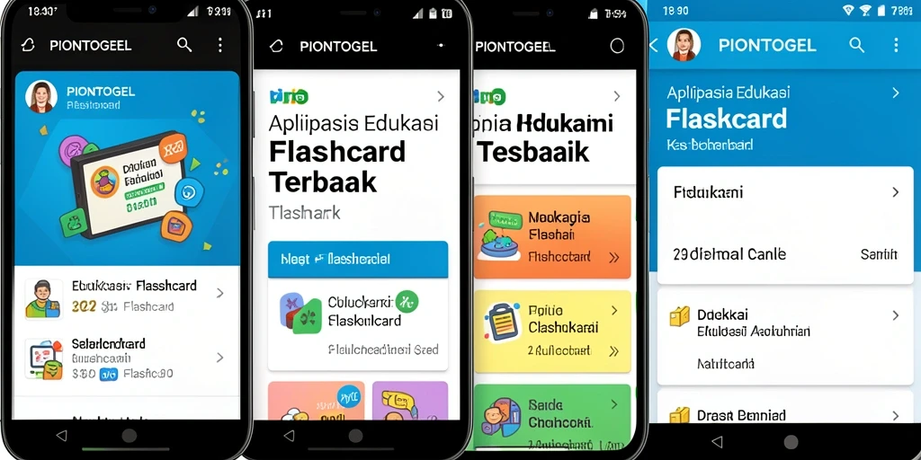 Antarmuka PIONTOGEL yang sederhana dan menarik untuk belajar Flashcard.