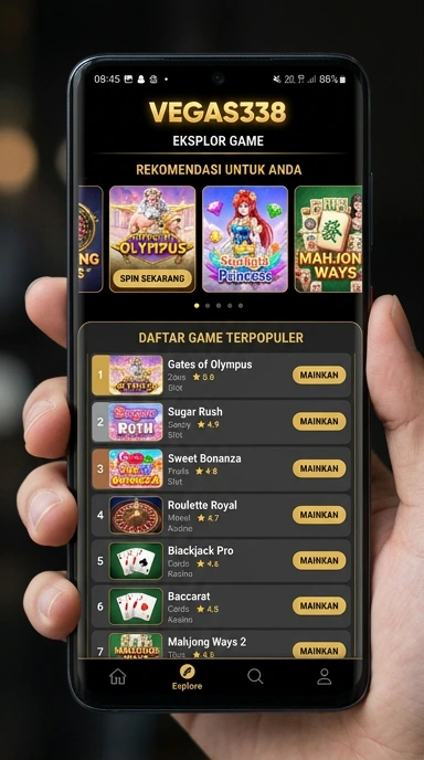 Tampilan katalog aplikasi vegas338